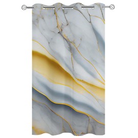 Indoor Outdoor Curtains for Patio Marble Grey Golden Abstract Art Texture Outside Curtains Waterproof Grommet Privacy Drapes Light Filter Curtain for Porch Pergola Gazebo 52" Wx108 L 1 Panel