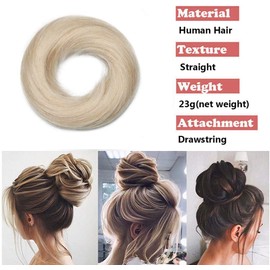 Hair Pieces, Real Hair Scrunchie For Hair Bun, 100% Remy Hair, Straight, For Updo Hairstyles, 30 g.