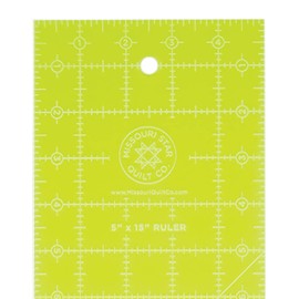 Acrylic Quilting Ruler, 5” x 15” | Large Ruler for Sewing, Measuring and Cutting Quilt Fabric | Straight Edge Tool for Layer Cakes, Charm Pack Quilts, and DIY Craft Projects, Green