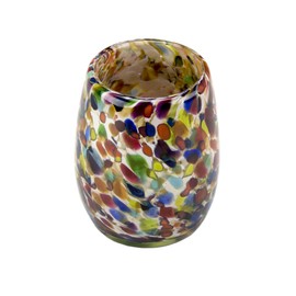 Votive Candle Holder. Hand Blown Art Glass in Gold Magic Mix -"Jewels in the Sand" Made in Seattle. Artist Dehanna Jones.