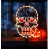 TWINGLEHOME 13.3" Lighted Skull Halloween Window Silhouette, 50 Mini Lights