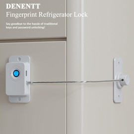 DENENTT Smart Fingerprint Fridge Lock - Child Proof Cabinet Locks and Refrigerator Locks, No-Drill Adhesive Installation, for Fridge, Cabinet and Drawers (White 2pcs)