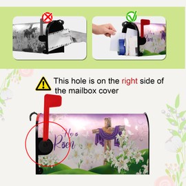 Dacawin Easter Mailbox Covers Magnetic Standard Size Cross Religious He is Risen Mailbox Post Cover Spring Lilies Floral Mailbox Wraps Waterproof Mailbox Decor for Garden Yard Home 21x18 Inch