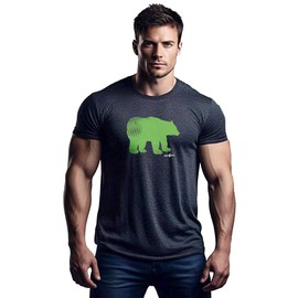 Ajaxx63 Men's PremHthr Tech Bear T-Shirt (Large) Charcoal Grey Heather