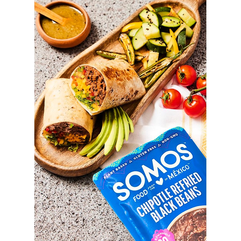 SOMOS Chipotle Refried Black Beans, 10 OZ