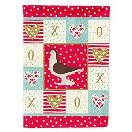 Caroline's Treasures CK5370GF Large Pigeon Love Garden Flag, Red Mailbox Flag Decorative Yard Flag Banner Outside Patio Artwork Yard Flower Beds, Garden Size, Multicolor