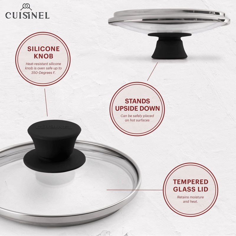 Cuisinel Glass Lid - 6"-inch/15.24-cm/158mm - Compatible with Lodge -
