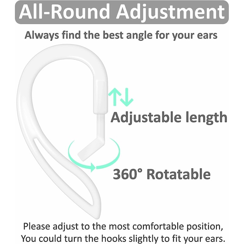 615C2 Earhooks for AirPods Pro 2nd Generation, Multi-Dimensional Adjustable, 360