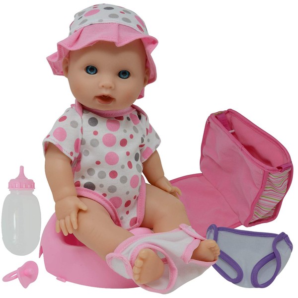 Drink and Wet Potty Training Baby Doll posable Dolls with Pacifier, Bottle, and Diapers - Helps Toilet Training for Kids (caucasian)