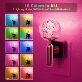 JandCase Night Light, Night Lights Plug into Wall, Color Change RBG Nightlight, Built in Dusk to Dawn Sensor for Hallway Bedroom Stairway