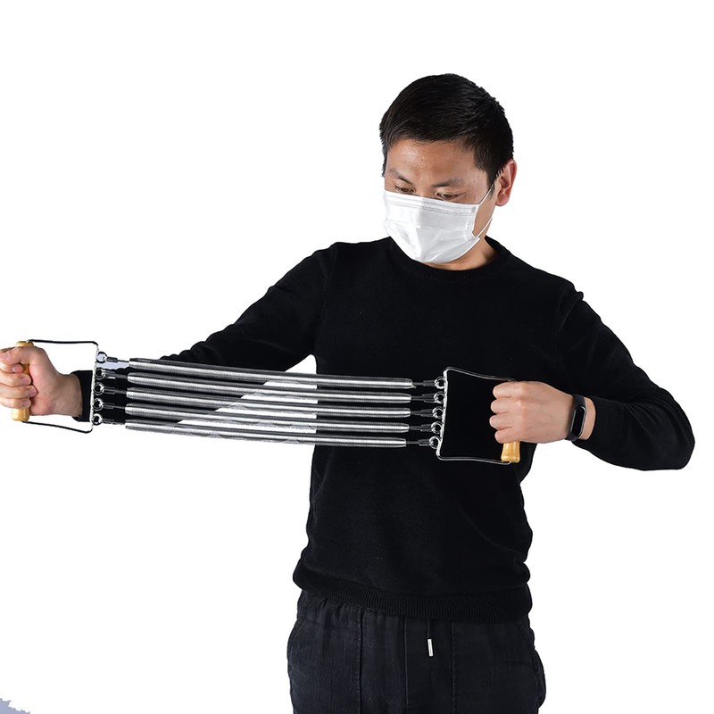 Chest Expander,Wooden Handle Detachable Spring Spring ex Home Exercise Muscle