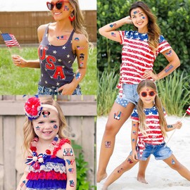 82 Pcs 4th of July Tattoos - Red, White, and Blue Fourth of July Temporary Tattoo Stickers for USA Party Favors, Independence Day, Memorial Day, Labor Day Decorations, and Patriotic Party Supplies
