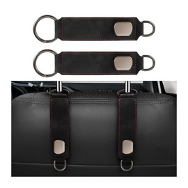 JNNJ 2 Stücke Auto Lagerung Haken, Aufbewahrungshaken Für Autositz Autositz Rücksitzhaken, Auto Kopfstütze Kleiderbügel Handtaschenhalter Taschenhaken, Auto Leder Rücksitz Kopfstütze Haken(Schwarz)