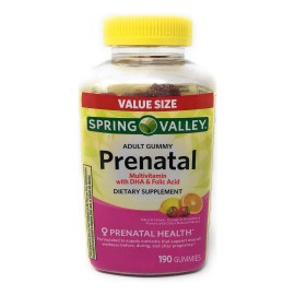 Spring Valley Prenatal Adult Gummy Multivitamin 190 Gummies Sabor Frutas Multivitamnico Prenatal Para Adultos Dha Y cido Flico Tamao Economico...     