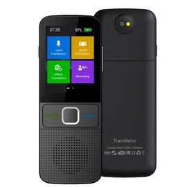 Translator with Voice Output, Supports 137 Language Translator Device WiFi Hotspot Offline Translator, 2.4 Inch Touchscreen Translator Voice Translator for Travel Learning Business (Black)