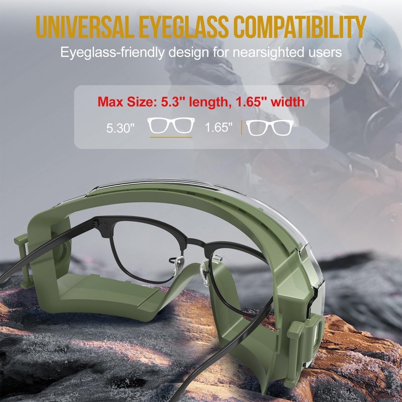 OneTigris Tactical Goggles Over Glasses, Anti Fog Tactical Eyeglasses, Safety