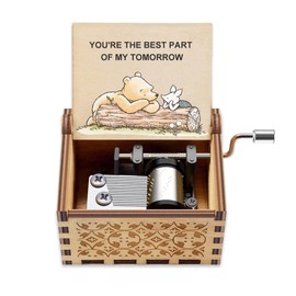 Music Box Gift for Wife Girlfriend- Pooh Music Box Play You Are My Sunshine, Mother Day Anniversary Birthday Gift for Couples Lovers Best Friends Engraved with You Are the Best Part of My Tomorrow