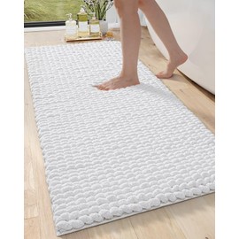 DEXI Bathroom Rugs, Chenille Super Absorbent Bathroom Mats, Non Slip Washable Bath Rug, Luxury Soft Plush Bathmat for Tub, Shower, Bathroom Floor, 24"x60", White