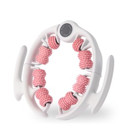 Qkiky Cellulite Massage Tool Lymphatic Drainage Massager for Thighs & Legs & Buttocks, Anti Cellulite Roller with Detachable Handles Fascia Massage Tool for Contoured & Smoother Skin, White-Pink