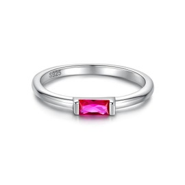 Birthstone Rings Jewelry 925 Sterling Silver Colorful Stackable Promise Ring for Women Wife Girlfriend Mom (July, 9)