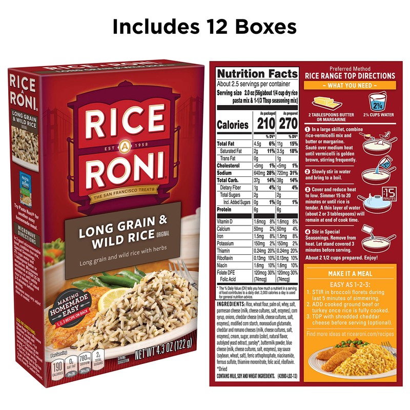 Rice-A-Roni Long Grain & Wild Rice with Herbs, 4.3 Ounce