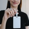 Quesuc 3-Piece Removable, Double-Sided Transparent, Plastic Card Case with Lanyard,