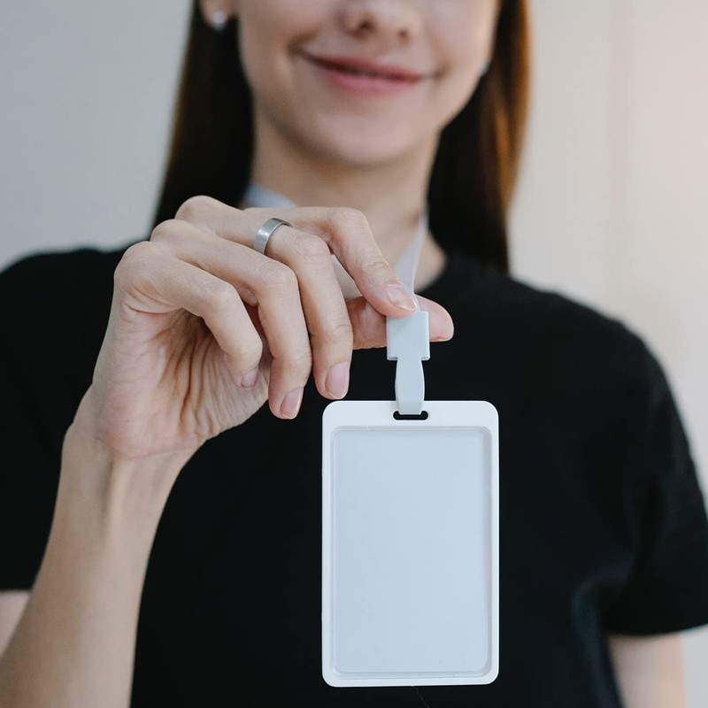Quesuc 3-Piece Removable, Double-Sided Transparent, Plastic Card Case with Lanyard,