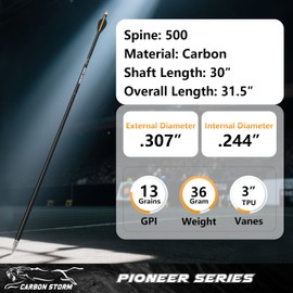 SUNYA 12-Pack 30 Inch Carbon Arrows Spine 500 or 400 for 40-60 LBS Bows｜Switch to Recurve/Compound Modes, Anti-Loose O-Ring & TPU Vanes for Hunting/Target Practice