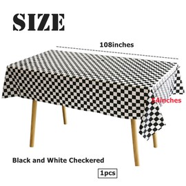 137*274cm Black and White Checkered Disposable Table Cloth Table Covers,Party Rectangular Tablecover Plastic Tablecloths for Racing Party,Picnic,Baby Shower,Wedding,Birthday Parties Decoration