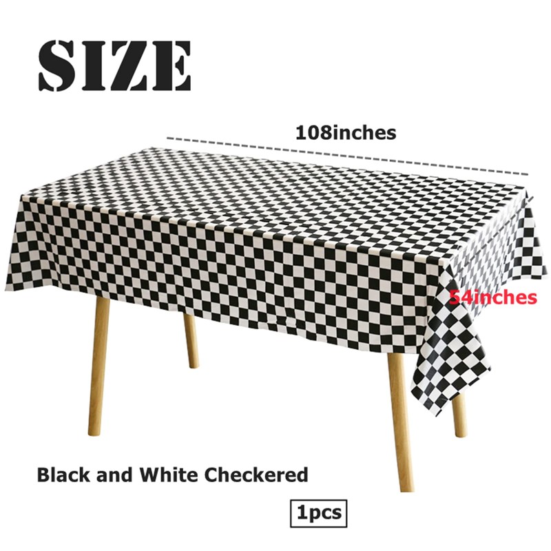 137*274cm Black and White Checkered Disposable Table Cloth Table Covers,Party