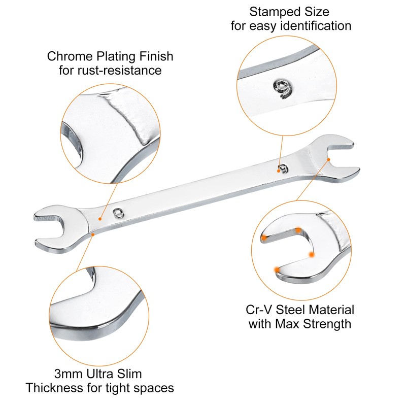 sourcing map Super Thin Open End spanners Metric, 8mm x