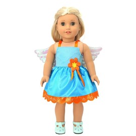 NIXNUT Puppenkleidung, Kleid mit Flügeln, Engel-Elfen-Outfit mit Blume für 18-Zoll-American Girl-Puppe