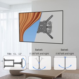 Suptek TV Wall Mount Swivel and Tilt Full Motion for Most 23 to 55 inch TV Mount up to 55lbs max VESA 400x400mm (A1+)