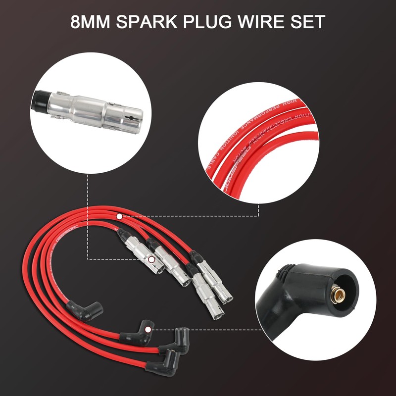 JDMSPEED - Juego de cables de bujía de 8 mm