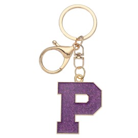PATIKIL Initial Letter Keychain, Alphabet Letter Bag Charm Car Keyring Letter P Pendant Charm Key Chain for Key Wallet Purse Handbag Backpack, Purple