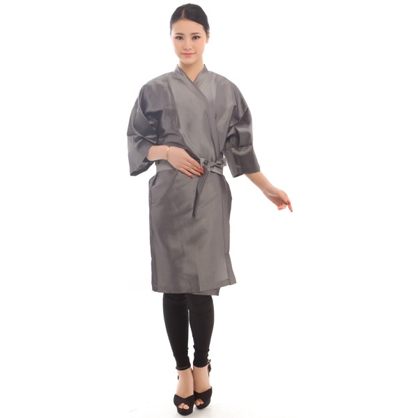 Salon Client Gown Robes Cape, Hair Salon Smock for Clients- Kimono Style (Grey)