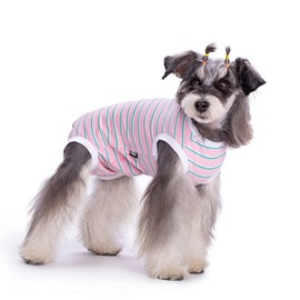 Puppy Striped Recovery Suit for Female Male Dogs Cats,Zip Up Dog Onesie Recovery Shirt Abdominal Wounds,Professional Spay Neuter Dog Pet Bodysuit After Surgery Wear Anti Licking Wounds