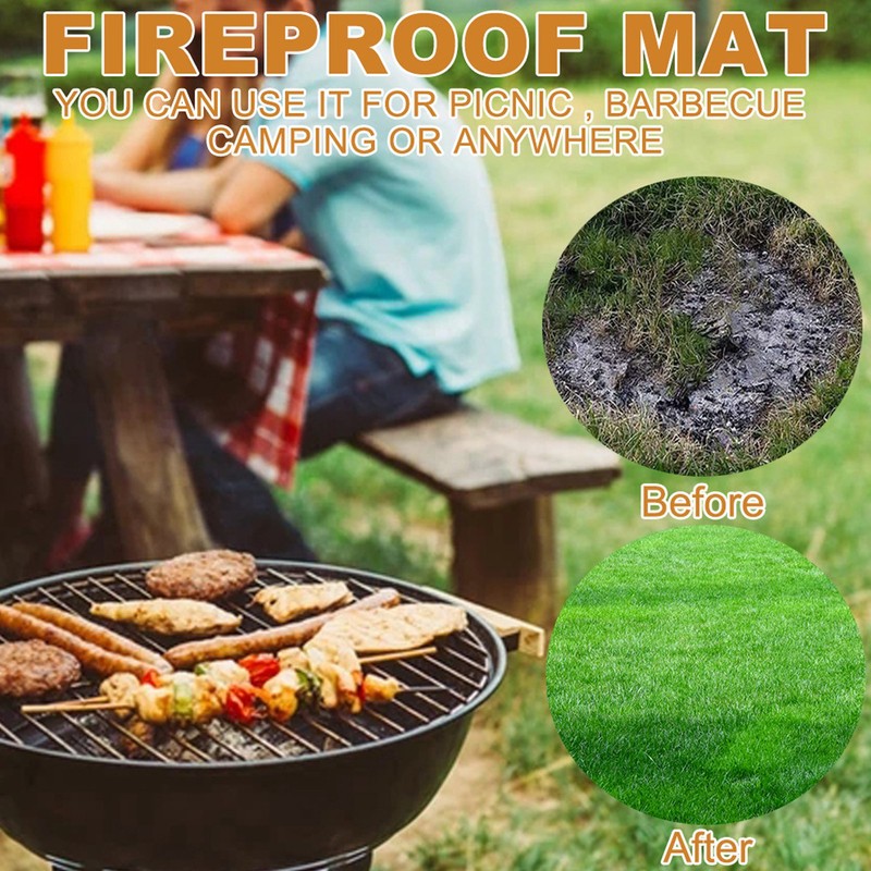 Fireproof Washable Barbecue Mat Reusable Foldable Lawn Protector for Outdoor