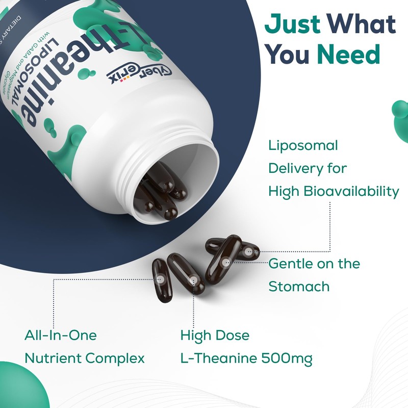 CyberCerix Liposomal L-Theanine 500mg, Complex with GABA 200mg & Magnesium