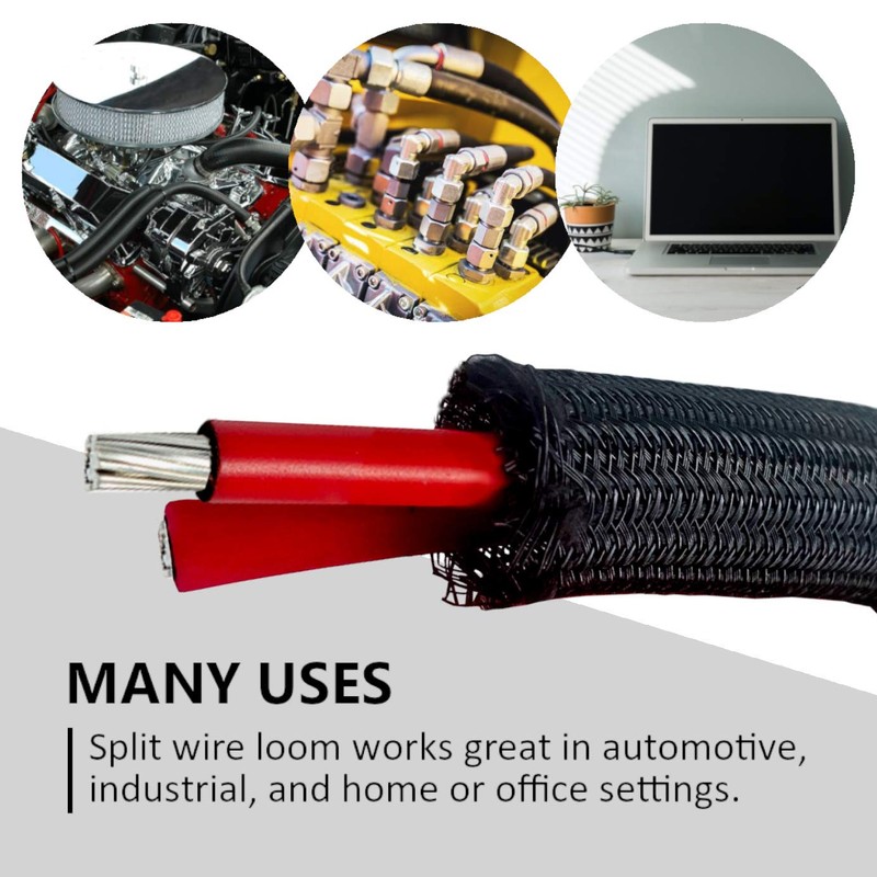 MGI SpeedWare Braided Split-Sleeve Wire Loom for High-Temperature Automotive Harness