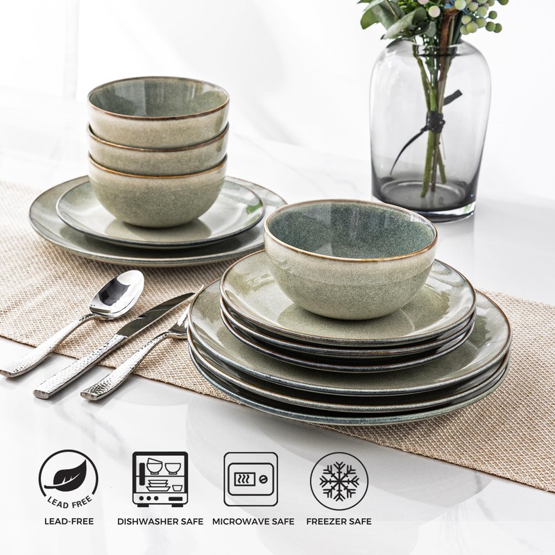 AmorArc Ceramic Dinnerware Sets for 6, 18 Pieces Handpainted Plates