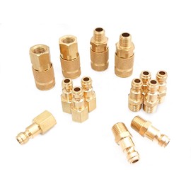 T TANYA HARDWARE Coupler and Plug Kit (14 Piece), Automotive Type C, 1/4 in. NPT, Solid Brass Quick Connect Air Fittings Set