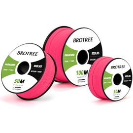 Brotree Paracord 2mm 50M 100% Nylon Rope 1 Strand Parachute Cord for Outdoor, Craft, DIY - 45kg Breaking Load (Neon Pink)