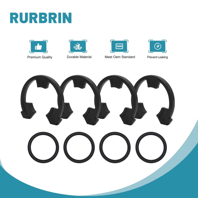 RURBRIN (4+4PCS) 3/4" Water Softener Clip and O-Ring Kit Compatible