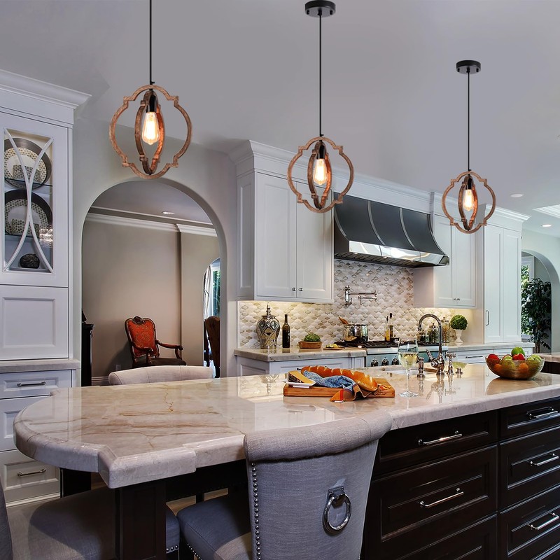 MWZ 3 Pack Farmhouse Pendant Lights Kitchen Island,Rustic 1-Light Small