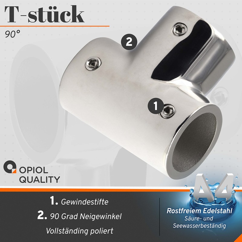 OPIOL QUALITY® Railing T-piece 90° 25 mm made of stainless