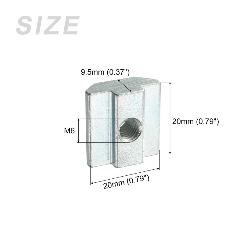 METALLIXITY Sliding T Nuts M6 Thread 15 Pcs Carbon Steel