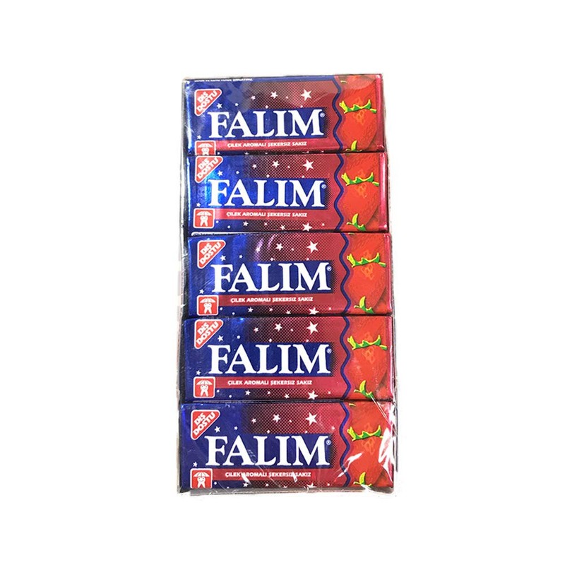 Falim Strawberry Chewing Gum Pack of 100 Sugarless No Artificial