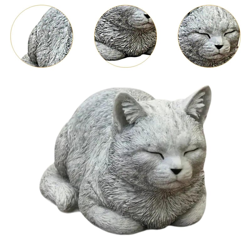 Fonowx Memorial Cat Ornament Resin Balcony Funny Outsides Outdoor Cat
