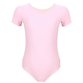 Aquarti Girls Leotard Short Sleeve Ballet Leotard Light Pink Size 128